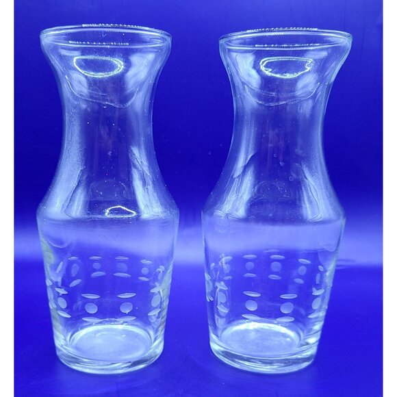 Libbey Other - Vintage Libbey Dressing Bottle Cruet Wine Carafes Decanter Etched Set Of 2